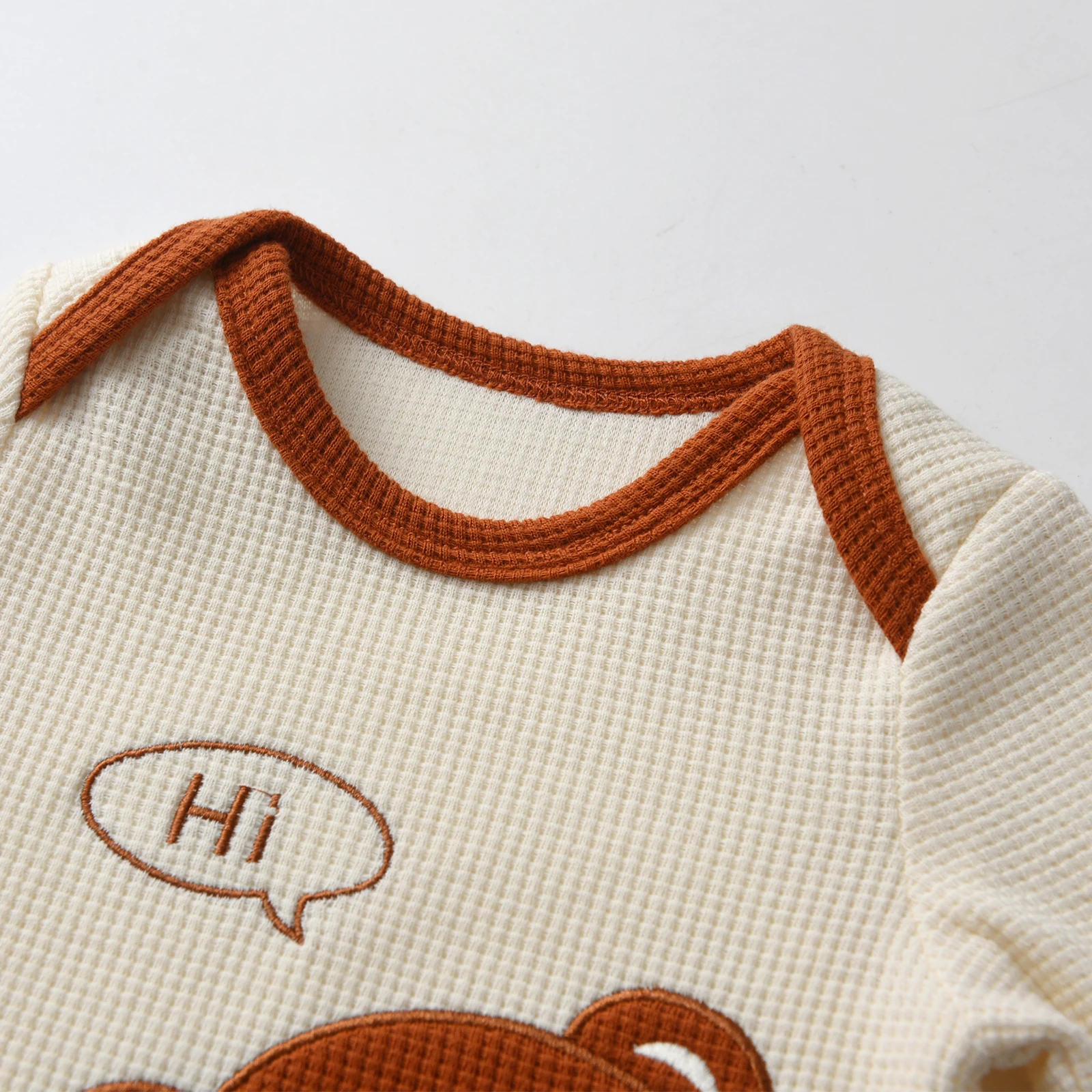 Cute Newborn Infant Baby Boy Spring Autumn Clothes Set Bear Printed Long Sleeve Romper Bodysuit Top and Pants Long Cap Outfit - Image 2