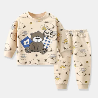 Kids Set Boy Pajamas Cotton Baby Cotton Clothing Children Autumn Clothes Pants Sets Home Clothes For Baby Infant Newborn Outfits