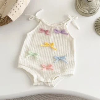 Summer New Rainbow Rope Bright Color Girls Loose Soft Jumpsuit Cute Baby Clothing Romper Suitable for ages 0-18 Months
