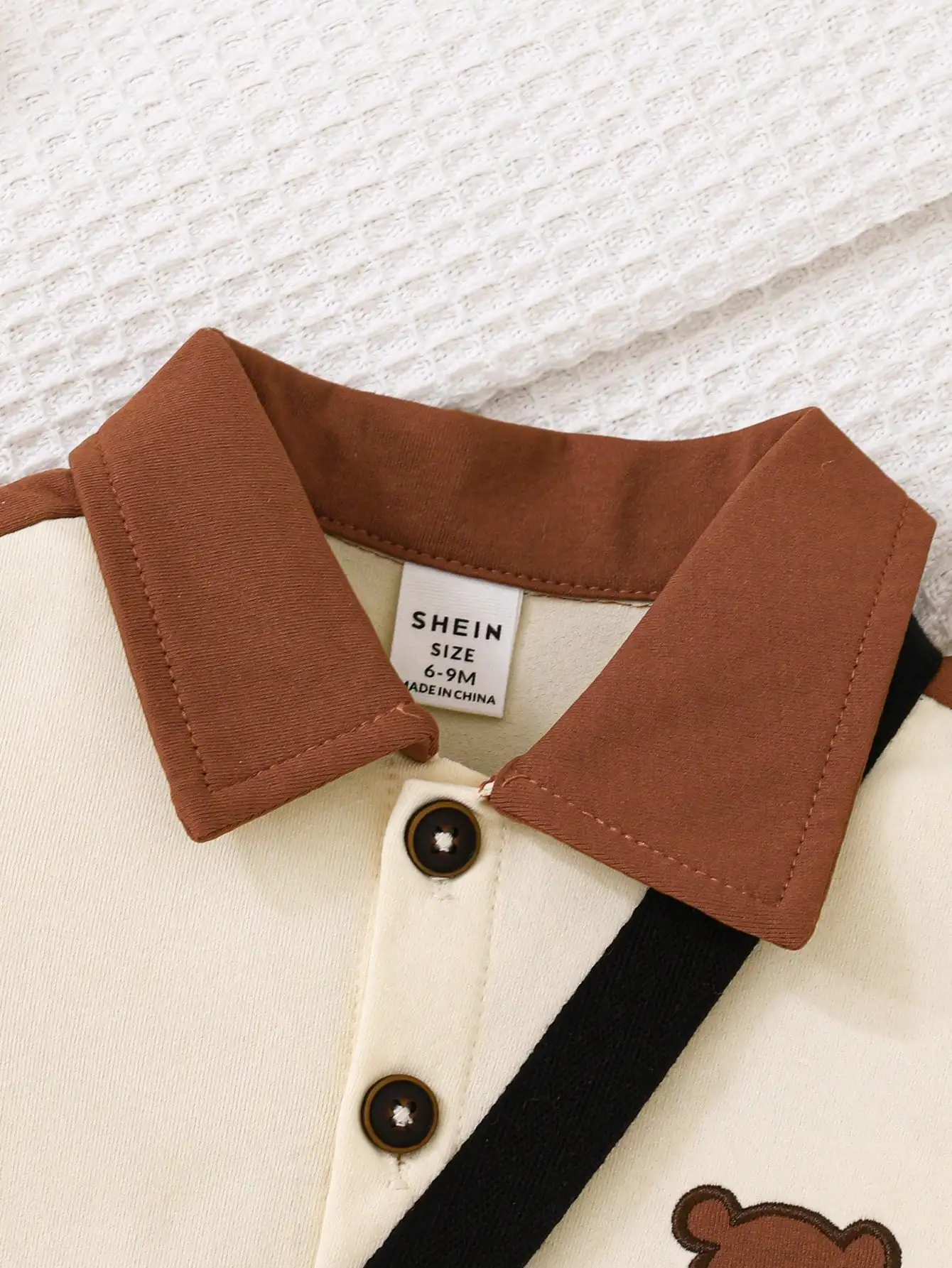 Toddler Bear Print 3-Piece Outfit, Beige & Brown Polo Shirt + Shorts + Crossbody Bag, Baby Boy Summer Casual Clothing Set - Image 5
