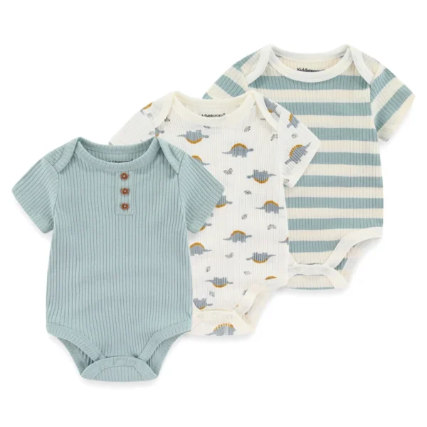 Kiddiezoom unisex summer three piece fashionable cartoon boy and girl jumpsuit 100% pure cotton comfortable newborn set