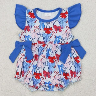 Red Blue Bows 4th Of July Ruffle Bubbles