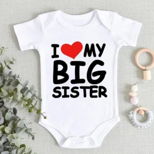Newborn Baby Girls Clothes"I LOVE MY BIG SISTER" Letter Print Funny Short Sleeve Bodysuit Summer Romper Infant Jumpsuit