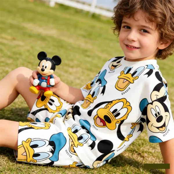 Baby Boys Girls Cartoon Tees Loose Shorts Two Piece Set 2026 Summer Child’s Short-sleeved Tracksuits Cute T-shirt+Shorts Wear