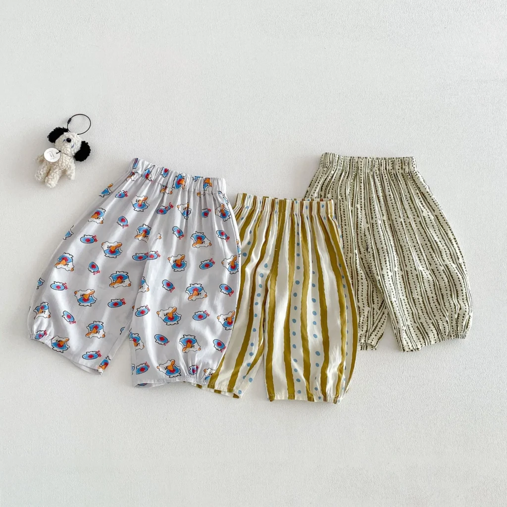 Baby cartoon mosquito proof pants 2026 new summer children's pants boys' fashion Korean version polka dot printed casual pants