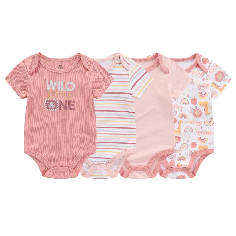 Kiddiezoom Fashion Cartoon 4-piece Summer 100% Cotton Boys and Girls jumpsuit Newborn jumpsuit set - Image 3