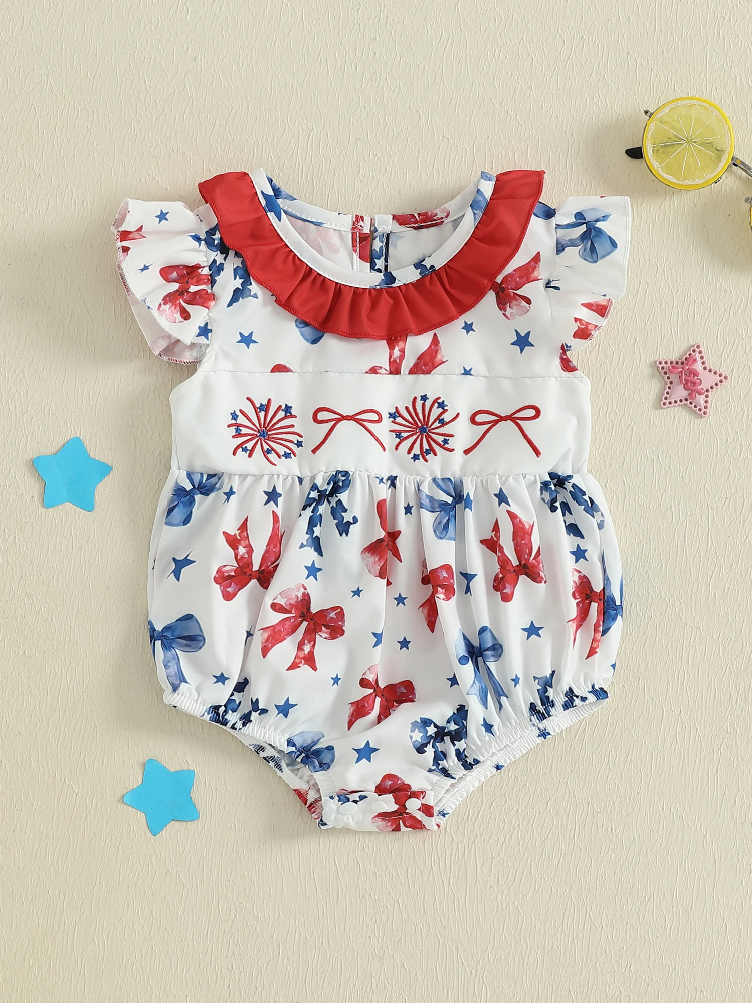 Jumpsuit Ruffle Floral Embroidery Baby Romper - Image 5