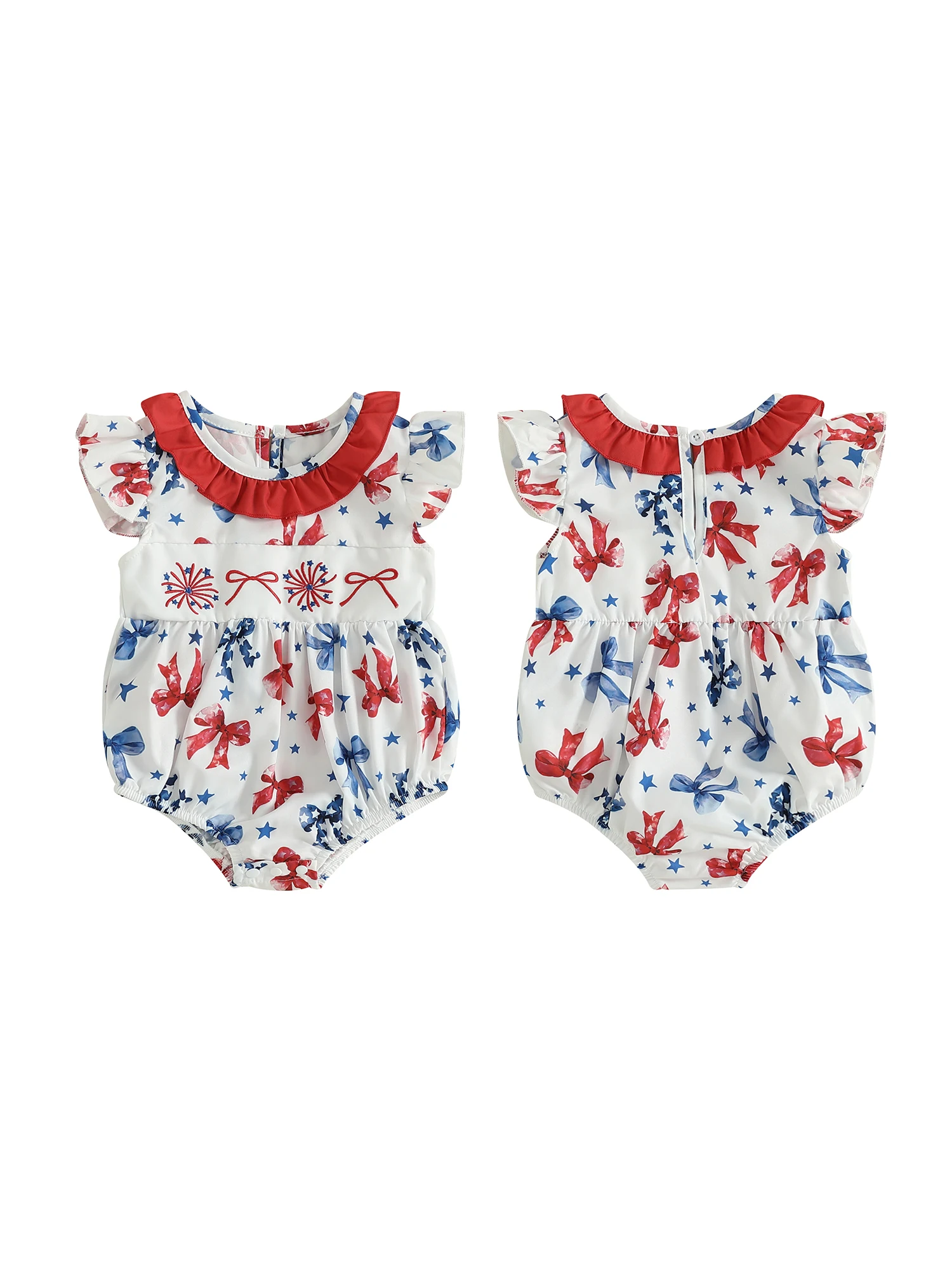 Jumpsuit Ruffle Floral Embroidery Baby Romper