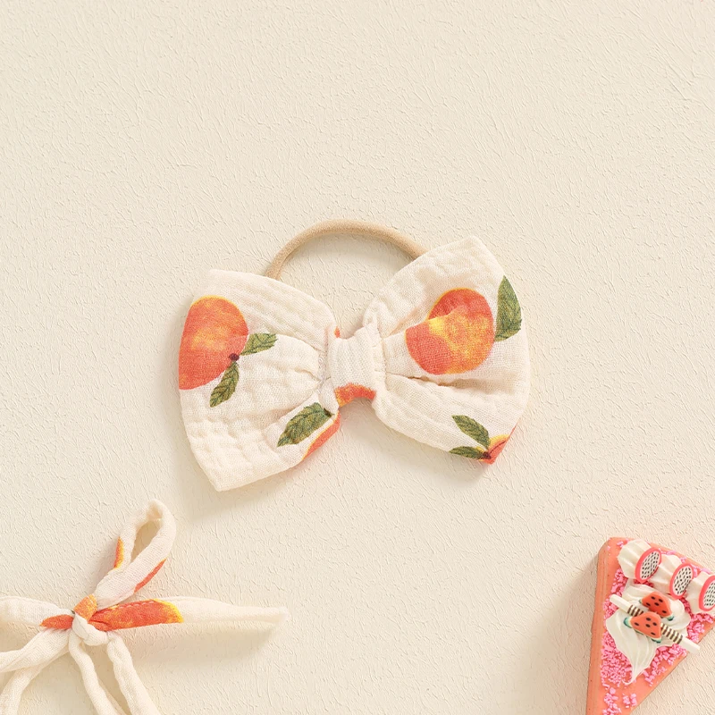 Peach Print Cami Onesie Romper with Headband - Image 5