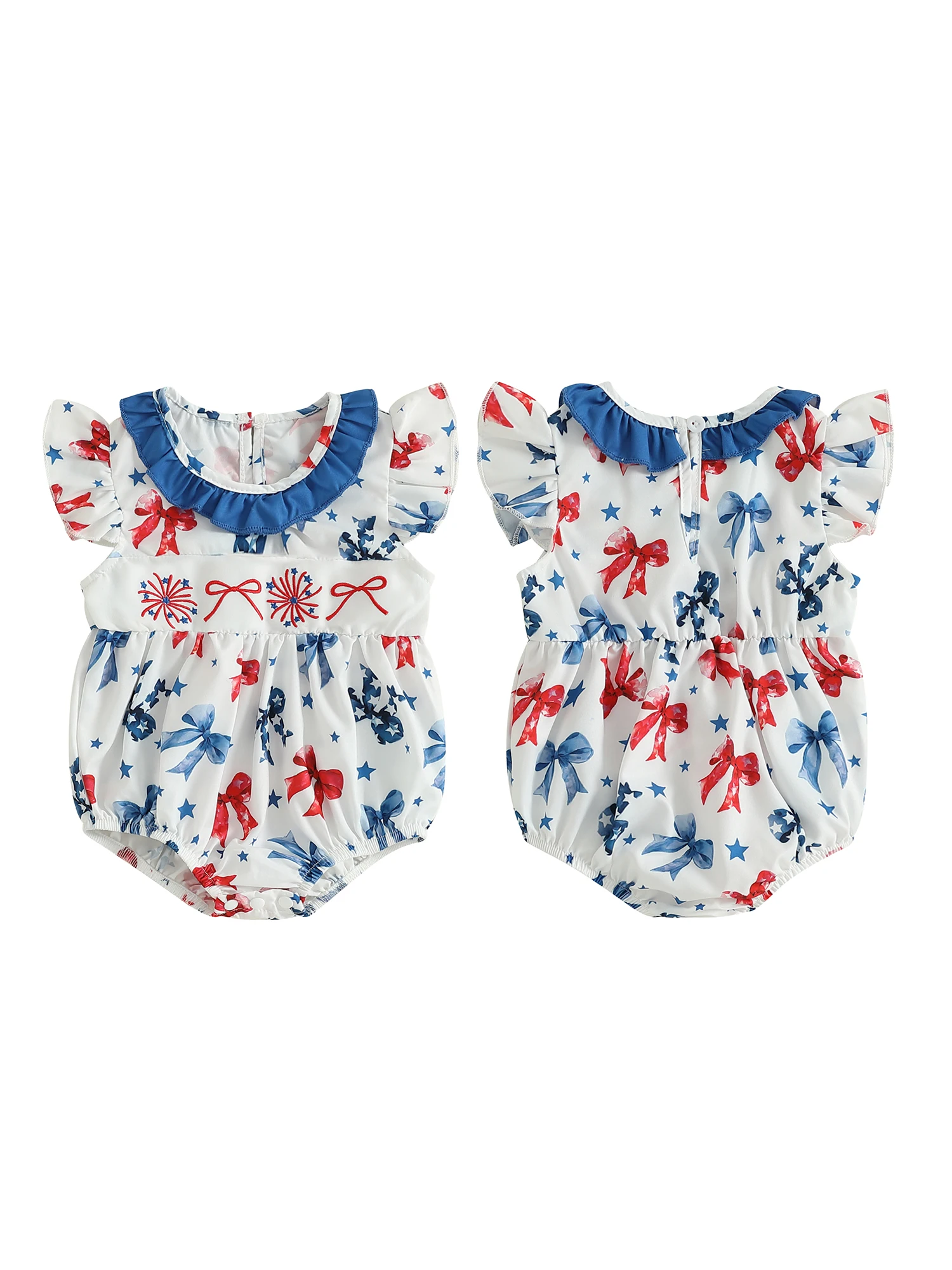 Jumpsuit Ruffle Floral Embroidery Baby Romper - Image 3