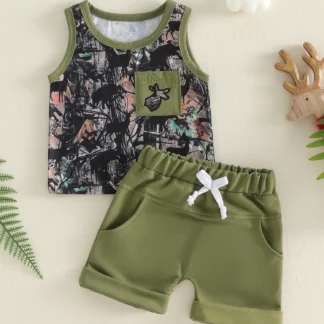 Camo Sleeveless Shirt and Shorts