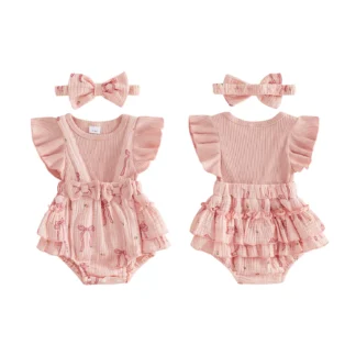 Ruffle Romper Floral Print with Bowknot Headband