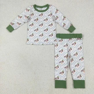 Green Ducks Plaid Top with Pants Sleepwear