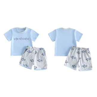 Shark T-shirt with Denim Shorts Toddler Set