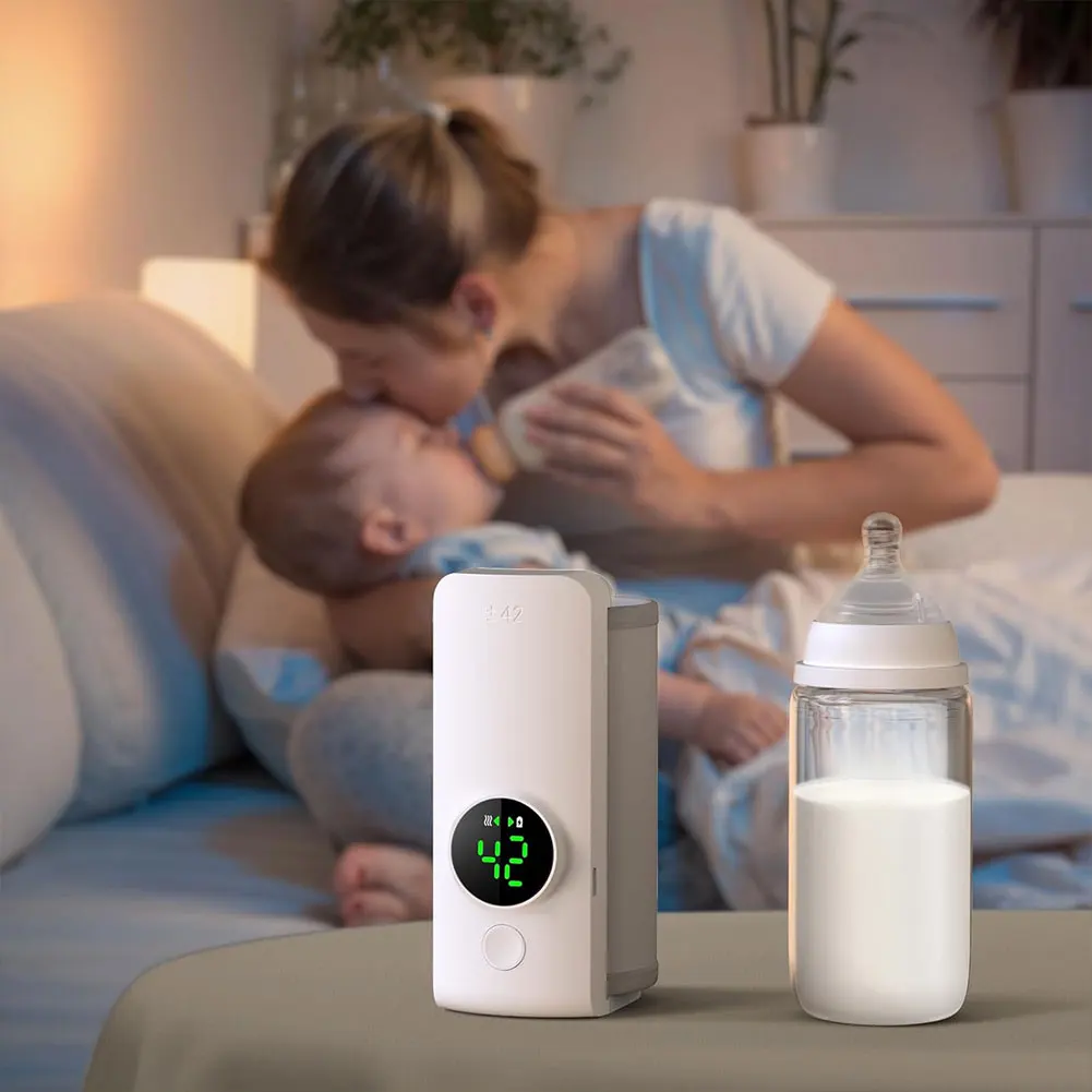 Portable Bottle Warmer Rechargeable Cordless Milk Warmer with Temperature Control Baby Bottle Warmer for Traveling Camping Home - Image 3