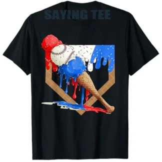 Red White and Blue Baseball Ice Cream Drip Boys Tee