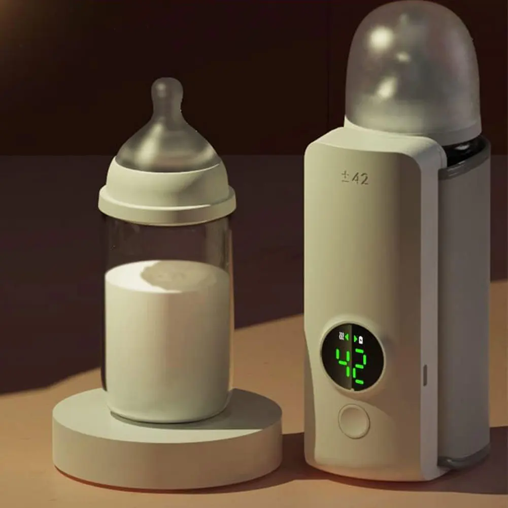 Portable Bottle Warmer Rechargeable Cordless Milk Warmer with Temperature Control Baby Bottle Warmer for Traveling Camping Home