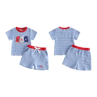 Toddler Boys American Flag Print Tank Top and Denim Shorts Set for 4th of July Independence Day Outfit 2 Piece Clothing Set