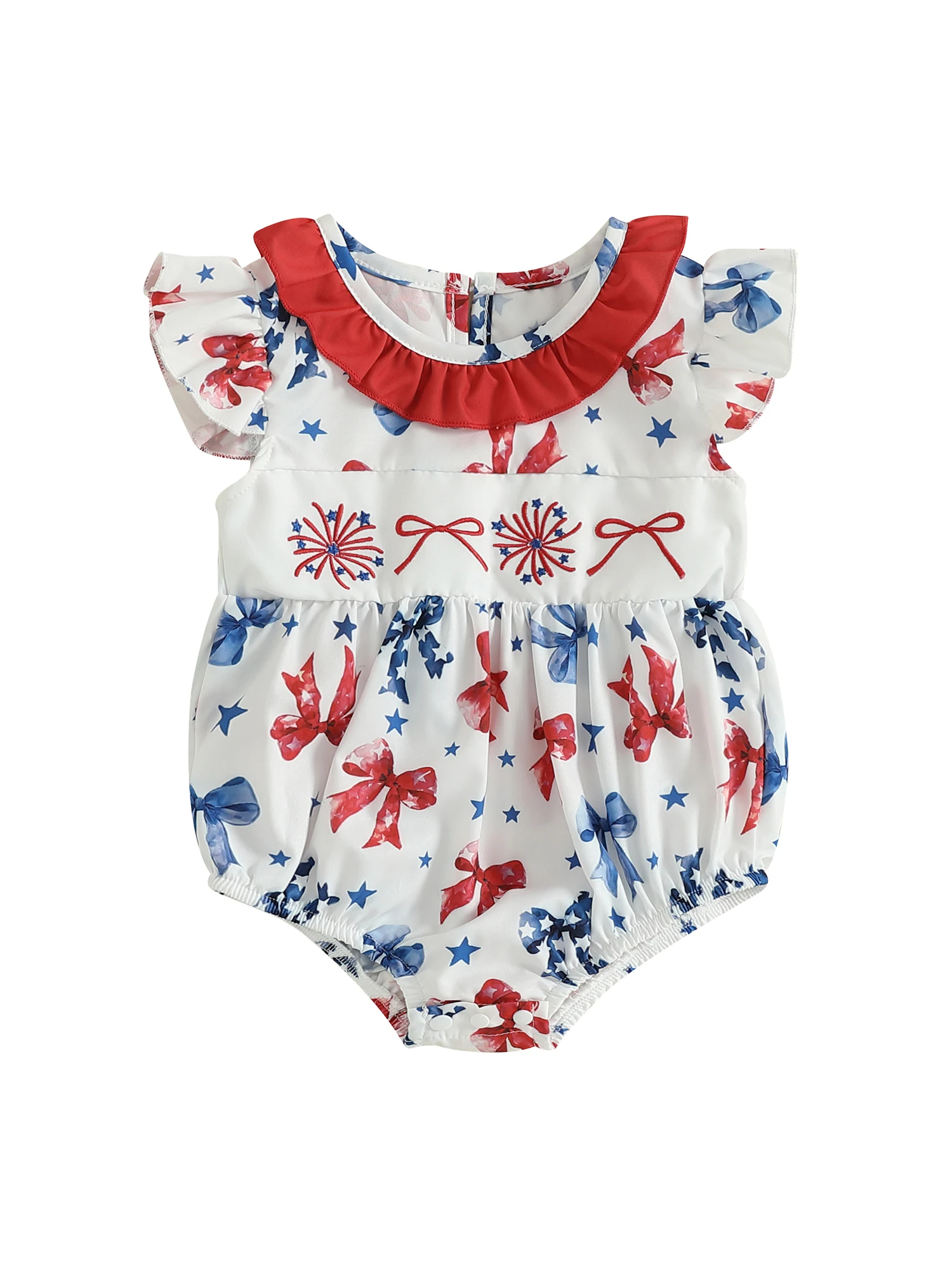 Jumpsuit Ruffle Floral Embroidery Baby Romper - Image 4