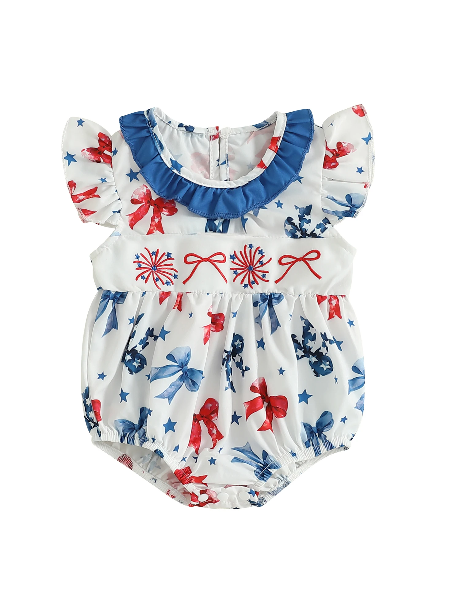 Jumpsuit Ruffle Floral Embroidery Baby Romper - Image 2