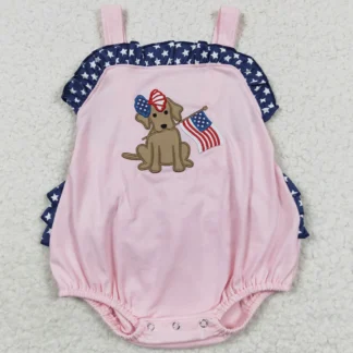4th of July Dog Pink Rompers