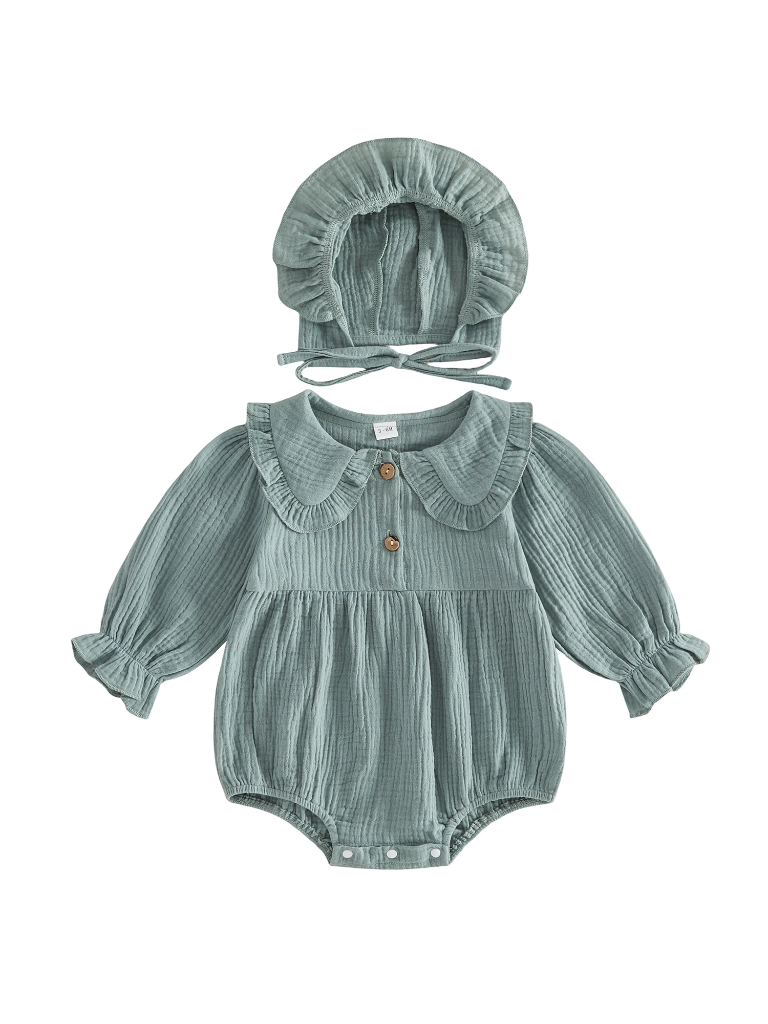 Cotton Linen Romper Set with Hat