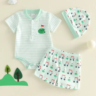 Golf Print Button Rompers