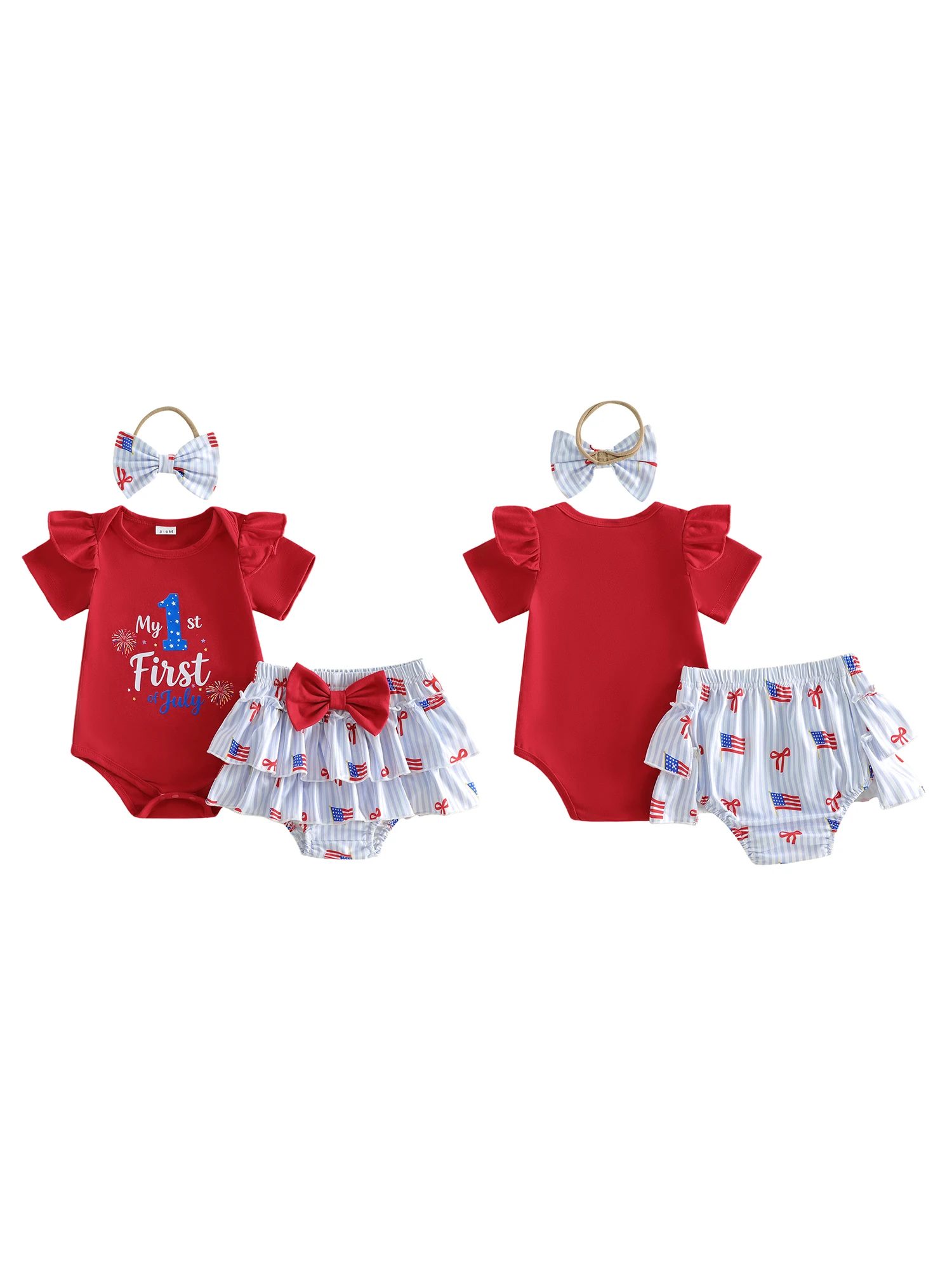 My First 4th of July Onesie with Ruffled Bummies - Image 4
